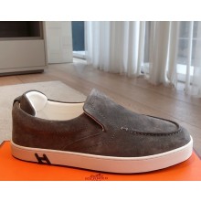 ‎Hermes women/men Kiddy slip-on sneaker in suede goatskin grey 2025