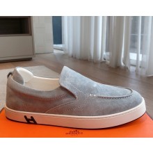 ‎Hermes women/men Kiddy slip-on sneaker in suede goatskin light blue 2025