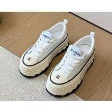‎Chanel platform 7cm lace-up sneaker with cc logo light blue 2025
