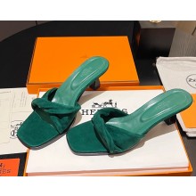 ‎Hermes Giny 55 sandals suede goatskin green 2025