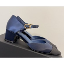 Chanel pumps satin & Grosgrain blue/black heel 4cm 2025
