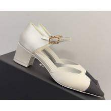 Chanel pumps satin & Grosgrain white/black heel 4cm 2025