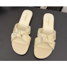 Chanel lambskin mules white 2025 