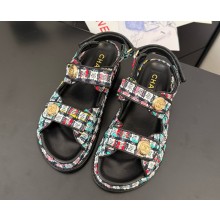 Chanel Tweed CC Logo Beach Sandals Multicolor 2025 
