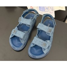 Chanel denim CC Logo Beach Sandals blue 2025 