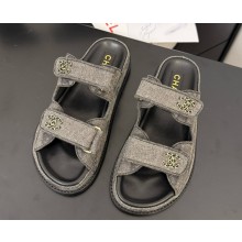 Chanel denim CC Logo Beach mules Sandals black 2025 