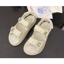Chanel Shiny Lambskin Sandals ivory 2025 