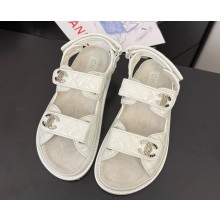 Chanel Shiny Lambskin Sandals white 2025 