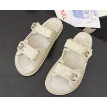 Chanel Shiny Lambskin mules Sandals ivory 2025 