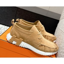 Hermes women/men Ketch sneaker in suede goatskin beige 2025