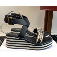 DIOR Dway Wedge Sandal black Embroidered Cotton 2025