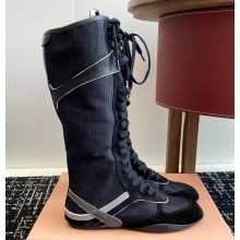 MIU MIU Gymnasium technical fabric and suede boxeur boots Black/Anthracite Gray 5W429E 2025