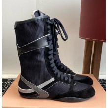 MIU MIU Gymnasium technical fabric and suede boxeur boots Black/Anthracite Gray 5W429E 2025ss