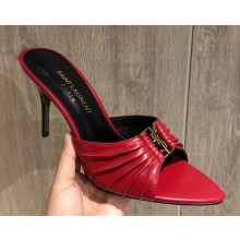 ‎Saint Laurent Heel 10cm BABYLONE mules in smooth leather red 2025