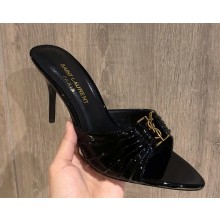 ‎Saint Laurent Heel 10cm BABYLONE mules in smooth patent leather Black 2025