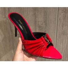 ‎Saint Laurent Heel 10cm BABYLONE mules in smooth patent leather red 2025