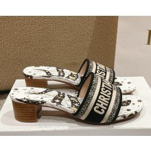 ‎Dior Dway Heeled Slide Embroidered Cotton heel 4.5cm 05 2025