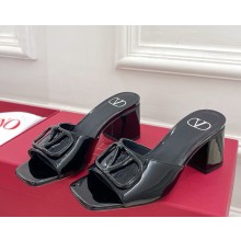 Valentino Garavani VLOGO SIGNATURE PATENT LEATHER SLIDE SANDAL 60MM black 2025