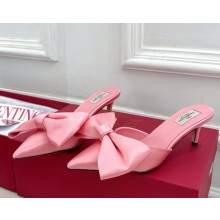 Valentino Garavani silk mules with bow pink heel 6cm 2025
