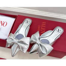 Valentino Garavani metal skin mules with bow silver 2025