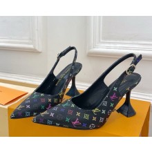 Louis Vuitton heel 8.5cm slingback pumps Multicolored Monogram coated canvas black 2025