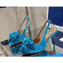 Aquazzura heel 10.5cm/flat Couturier slingback pumps velvet blue 2025