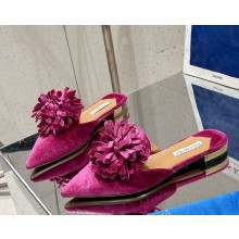 Aquazzura heel 10.5cm/flat Couturier Mule velvet pink 2025