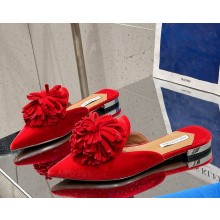 Aquazzura heel 10.5cm/flat Couturier Mule velvet red 2025