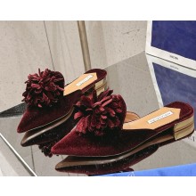 Aquazzura heel 10.5cm/flat Couturier Mule velvet burgundy 2025