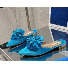 Aquazzura heel 10.5cm/flat Couturier Mule velvet blue 2025