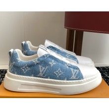 LOUIS VUITTON men's Sneaker denim and calf leather blue 2025
