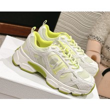 Miss Dior — Dior Chrono Sneaker White and lime green Mesh with Leather-Effect Panels 2025
