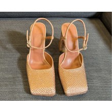 Amina Muaddi  Charlotte 100mm crystal-embellished pumps beige 2025