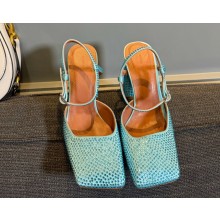 Amina Muaddi  Charlotte 100mm crystal-embellished pumps blue 2025