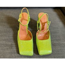 Amina Muaddi  Charlotte 100mm crystal-embellished pumps green 2025