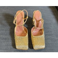 Amina Muaddi  Charlotte 100mm crystal-embellished pumps yellow 2025