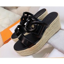 Hermes Ithea 30 espadrille in Nappa leather black Heel height 7.5cm 2025ss