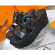 Hermes Ithea 30 espadrille in Nappa leather black  Heel height 7.5cm 2025