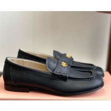 Miu Miu Calfskin square head penny loafers black 2025