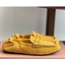 Miu Miu Ruches suede leather loafers 5D341E yellow 2025