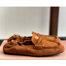 Miu Miu Ruches suede leather loafers 5D341E brown 2025