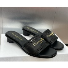 DIOR D-Lane Slide black Calfskin with Openwork Microcannage Motif  heel 3.5cm 2025