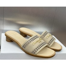 DIOR D-Lane Slide beige Calfskin with Openwork Microcannage Motif  heel 3.5cm 2025