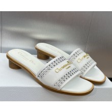 DIOR D-Lane Slide white Calfskin with Openwork Microcannage Motif  heel 3.5cm 2025