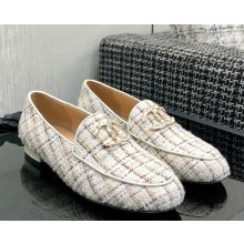 Chanel Tweed cc logo loafer beige/white 2025