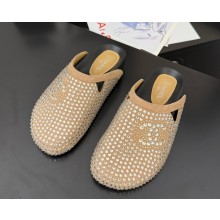 Chanel crystal CC logo mule beige 2025