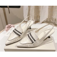 Brunello Cucinelli lambskin slingbanck pumps white heel 4.5cm 2025
