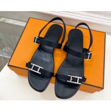 Hermes women's sandal calfskin black 2025