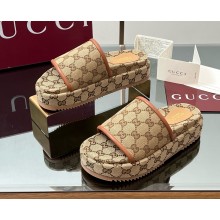 GUCCI Women's GG platform sandal Beige and dark brown Original GG canvas 816797 2025