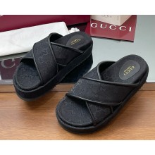 GUCCI Women's GG platform sandal black Original GG canvas 816798 2025